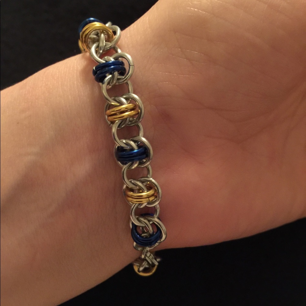 Blue and Yellow Chainmail Bracelet
